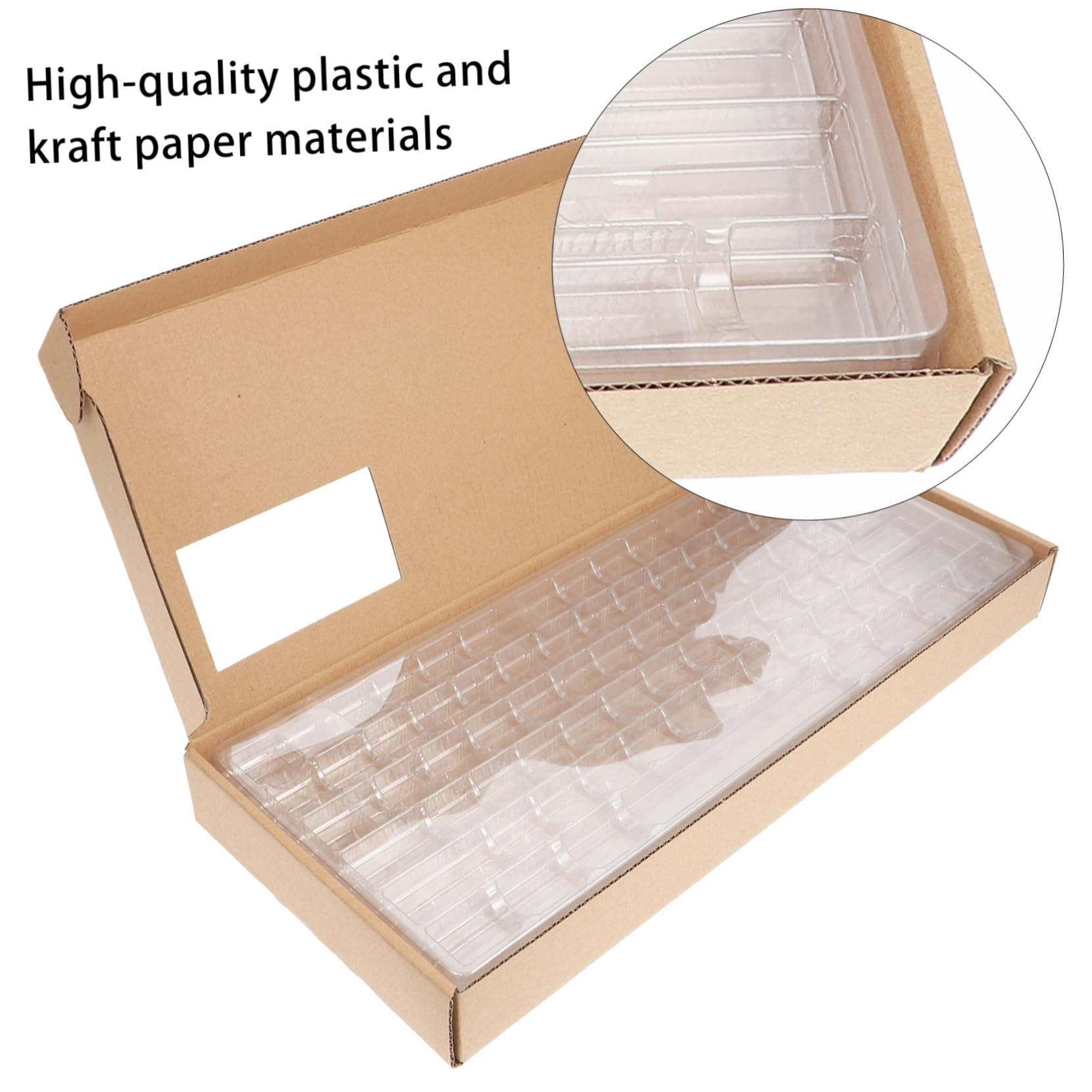 TEHAUX 3-Layer Keycap Box Kraft Paper Plastic Keycap Set Organizer Portable Keyboard Caps Storage Container
