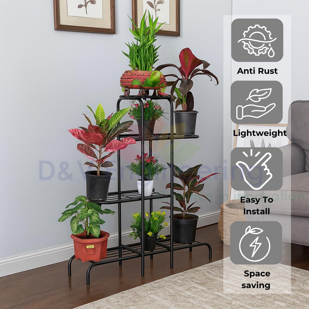 D&V Engineering 4 Tier Metal Plant Stand - Black -4