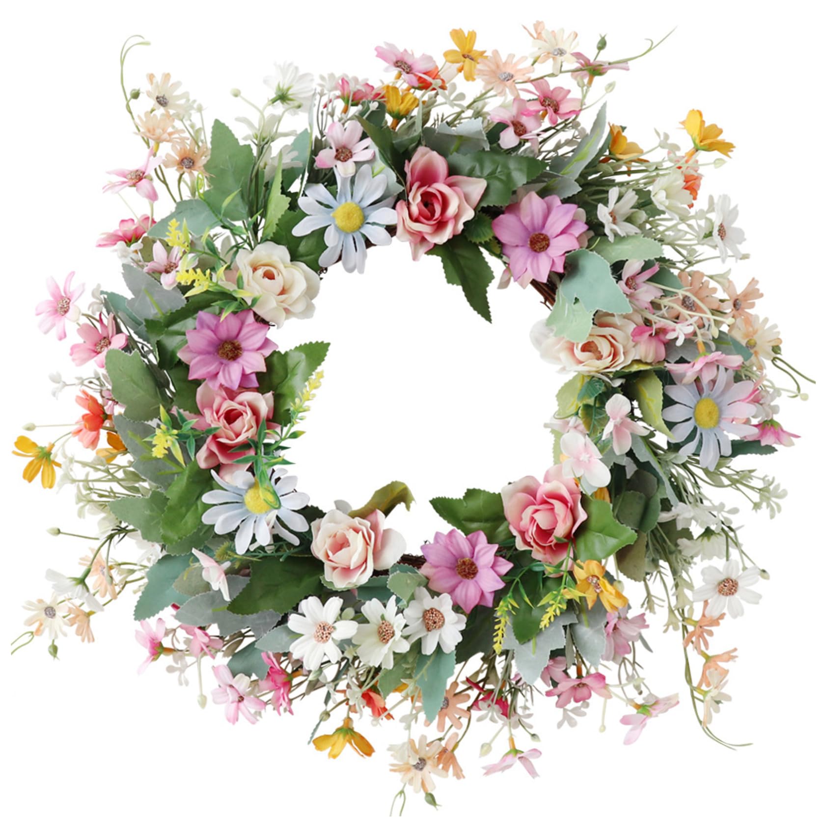 Couronne de marguerites 18 pouces pour décorer votre porte d'entrée ce printemps et cet été