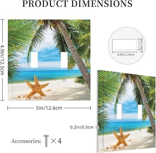 Vista 795 de Cubiertas decorativas de salida de estrella de mar playera, tablero de madera azul de concha de mar de 1 banda, decoración individual GFCI, placa