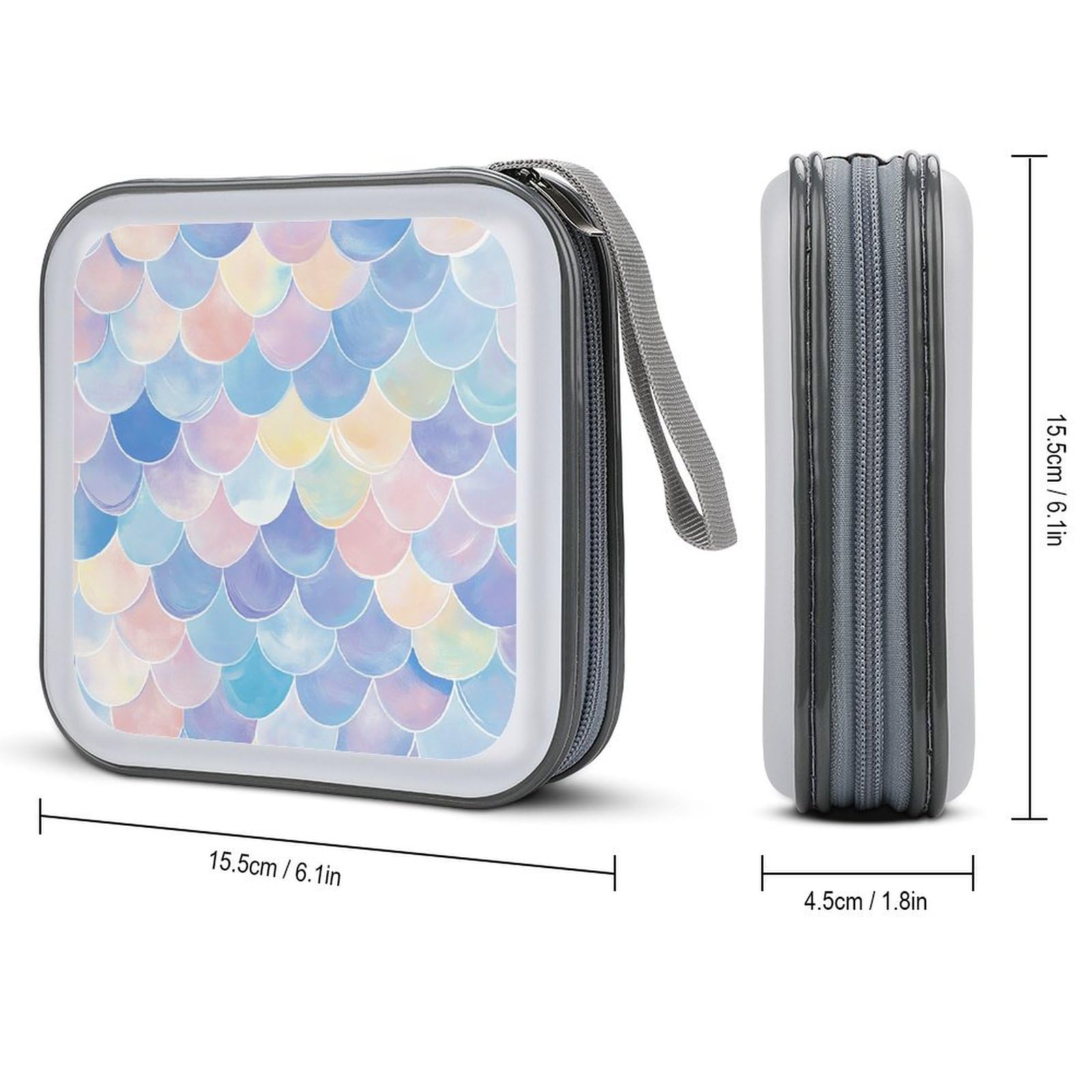 DuduYH Soft Pastel Mermaid Scale CD Case DVD Storage Case Portable for Car Home Travel