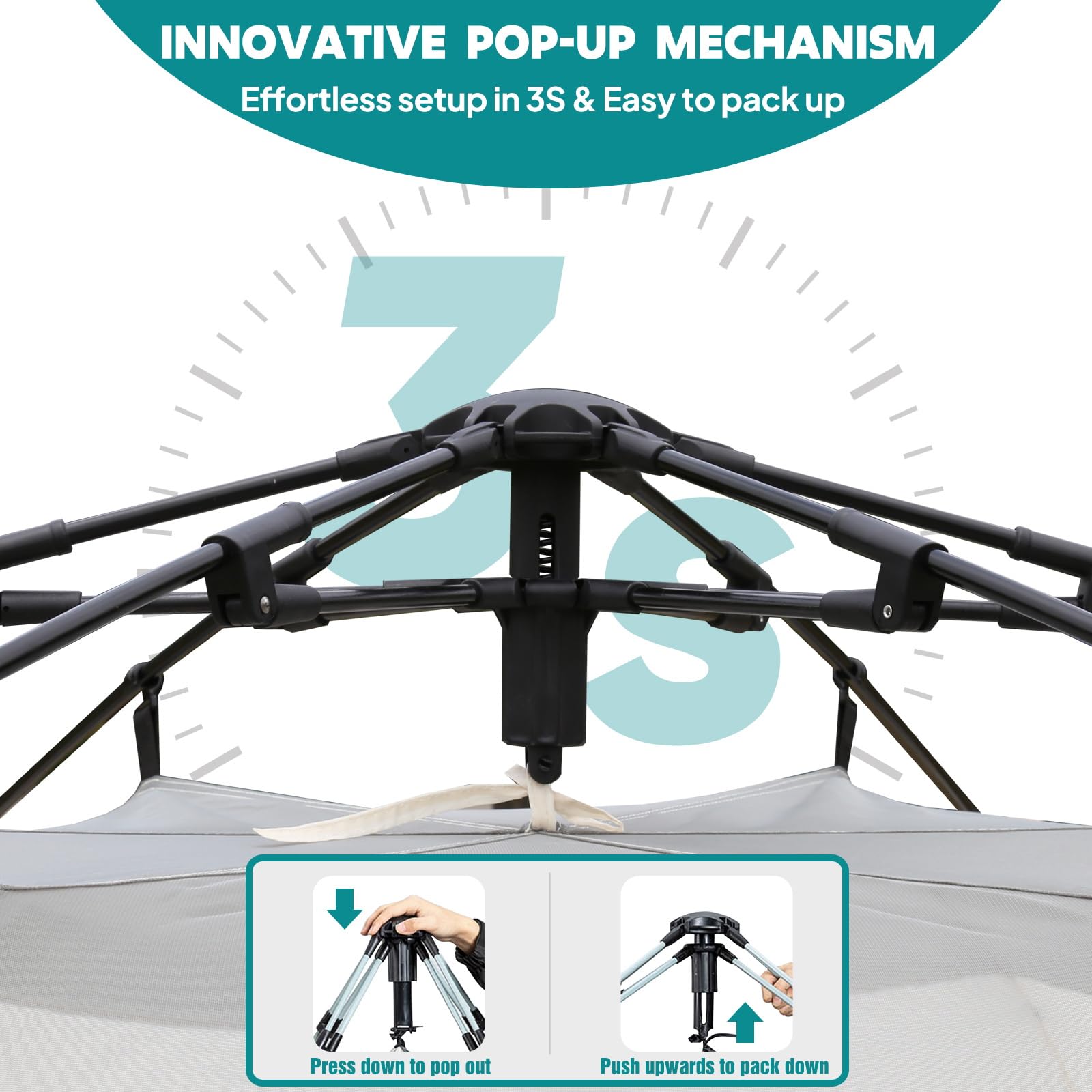 Chihee Camping Tents Pop Up Hexagonal Tent Easy Setup Instant PU Coated Polyester Family Cabin with Rainfly Waterproofing UV Protection Winproof Outdoor Shelter 2 Doors 4 Windows Mesh Ventilation