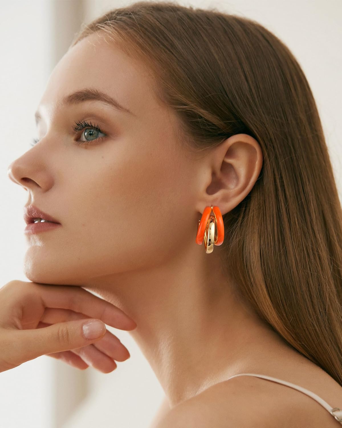 Gold Chunky Triple Hoop Earrings, Thick Three Open Hoop Earrings for Women Trendy Jewelry Gifts - Image 3