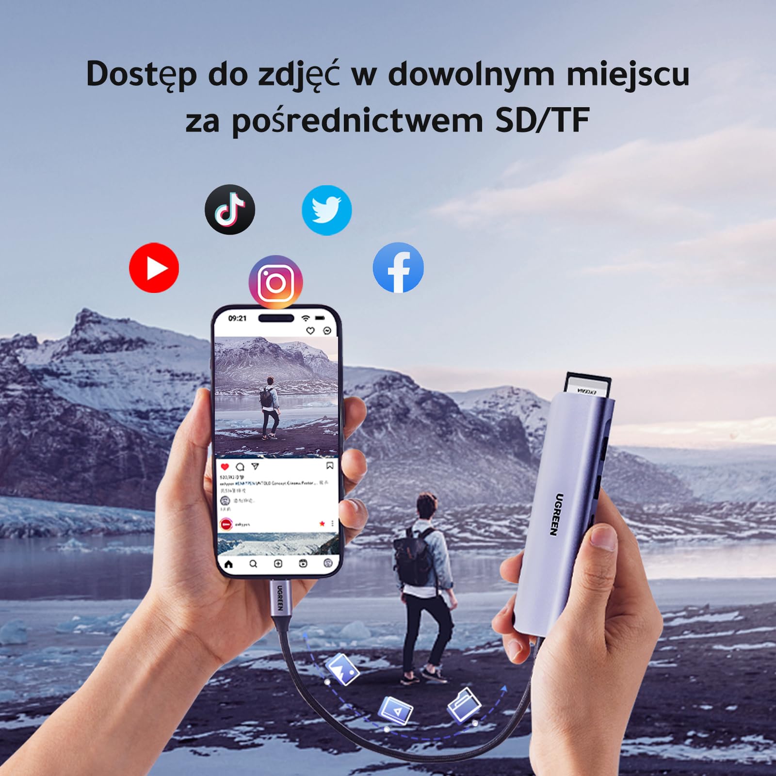 UGREEN Hub USB C z 4K HDMI, 100W PD, USB C i 2 portami danych USB A 3.0, adapter SD/MicroSD USB C Kompatybilny z MacBook Pro/Air, iPad Pro/Air, Surface Pro/Go, Galaxy S23/Tab, Steam deck itp.