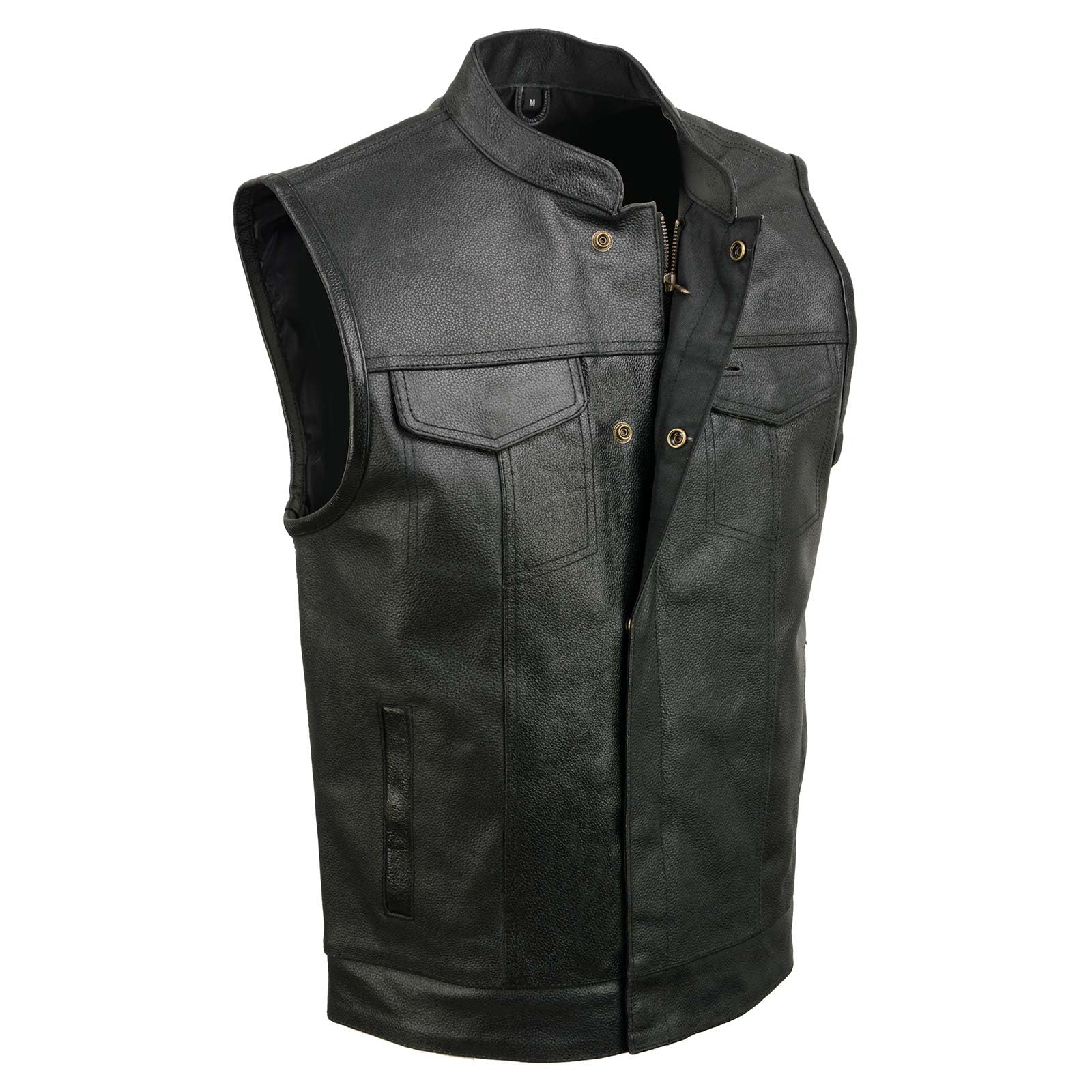 Men's Open Neck Snap/Zip Front Club Style Vest (,)-image-46