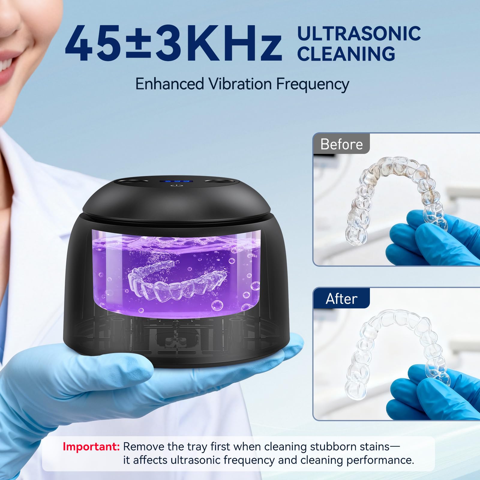 Limpiador ultrasónico de retenedores, máquina limpiadora de retenedores para prótesis, protectores bucales, aparatos ortopédicos, cabezales de cepillo de dientes, joyas con capacidad de 200 ml, 45 kHz