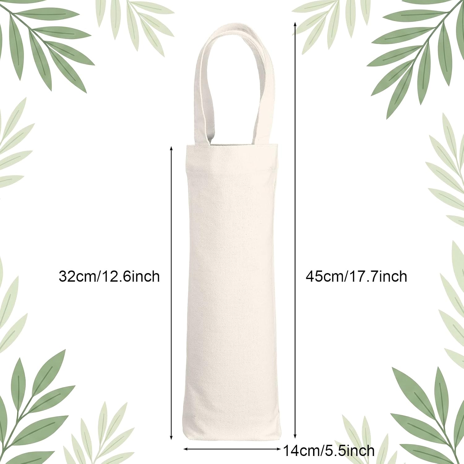 24 Pcs Canvas Wine Bag Tote with Handle 17.7 Inch Reusable Washable DIY Blank Bottle Gift Tote Wine Bag for Travel Weddings Christmas Birthday Party