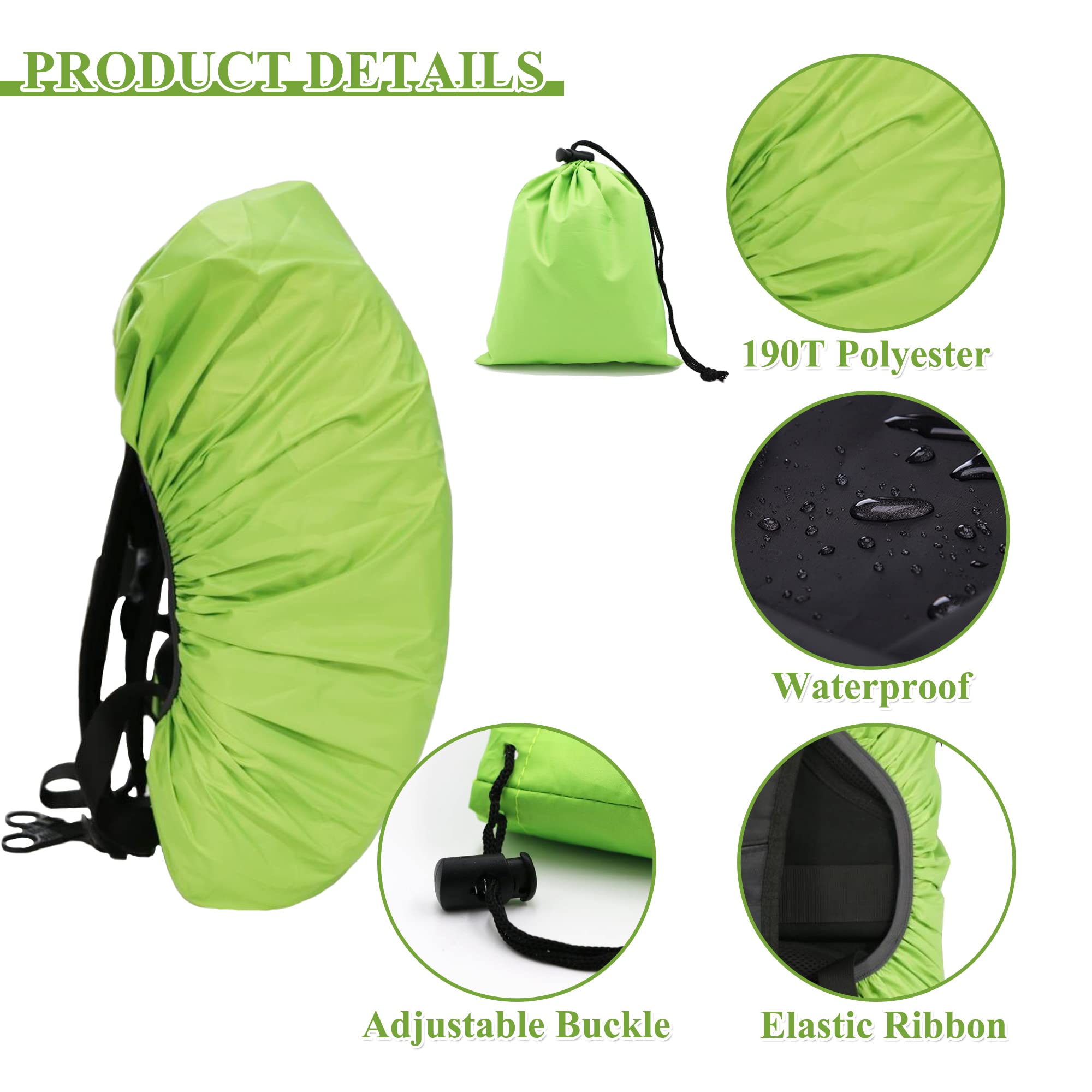 CiciIng Copertura Impermeabile dello Zaino con Riflettente, 40L-50L Copertura di Pioggia dello Zaino con Sacchetto di stoccaggio, per Il Campeggio Escursionistico in Viaggio in Bicicletta (Verde, L)