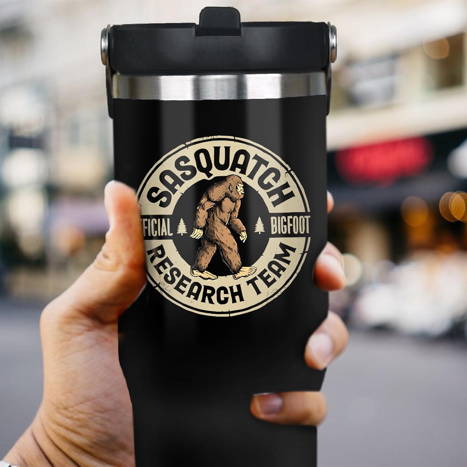 30oz Big/foot Tumbler with Top Handle and Flip Straw Sasquatch Gifts Cup for Dad Father's Day Birthday Christmas Gifts for Men - Image 5