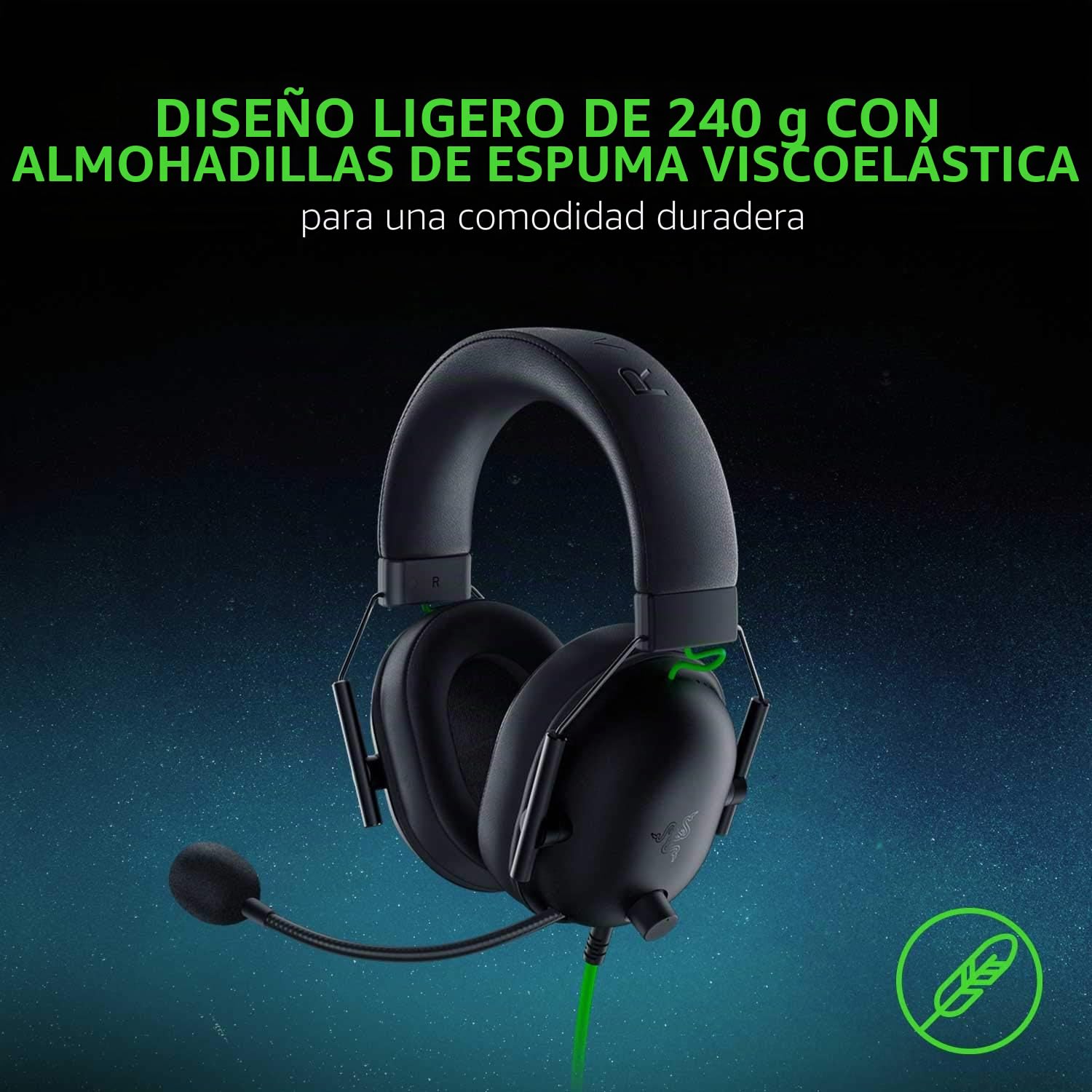 Razer BlackShark V2 X - Auriculares para Videojuegos: Sonido Envolvente 7.1 – Controlador de 50 mm – Almohada de Espuma viscoelástica – para PC, PS4, PS5, Switch, Xbox One, Xbox Series X|S, Mobile –