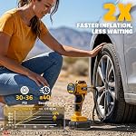 160PSI Cordless Tire Inflator Portable Air Compressor Compatible with Dewalt 20V Battery, LIVOWALNY 12Ft Cord-12V DC-Powered Air Pump with Digital Pressure Gauge, Auto Shut-Off for Car (Tool Only)