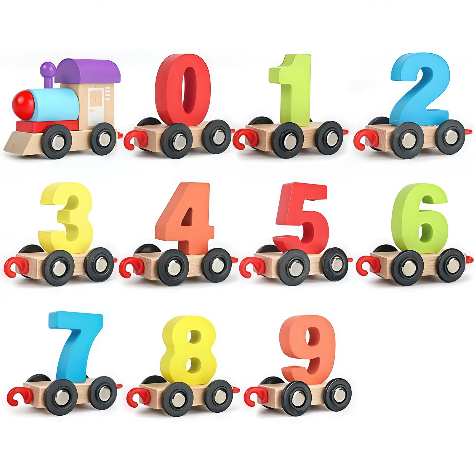 Wooden Train toy Digital Train Set Railway toy Kid Early Counting 0-9 Number Learning Toy,Early Learning Educational Toys for age over 3 years Children Kids Toddler Boys Girls