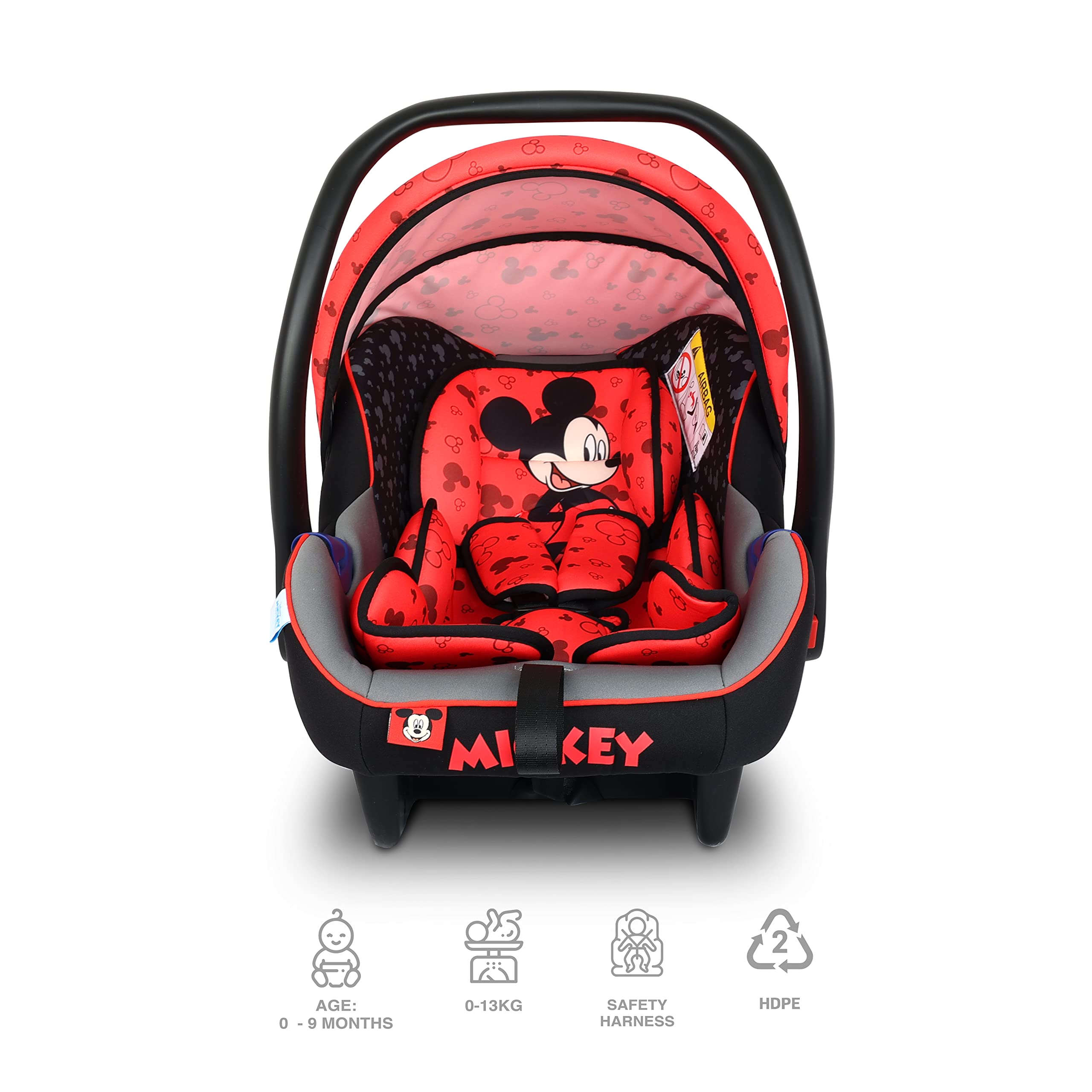 Disney Mickey Mouse Baby Car Seat Baby Carrier Adjustable Canopy