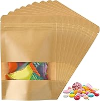 Vista 8 de Geosar 300 bolsas de papel kraft de pie con ventana de 6 x 9 pulgadas, bolsas sellables de papel kraft con muesca sellables con muesca para pequeñas