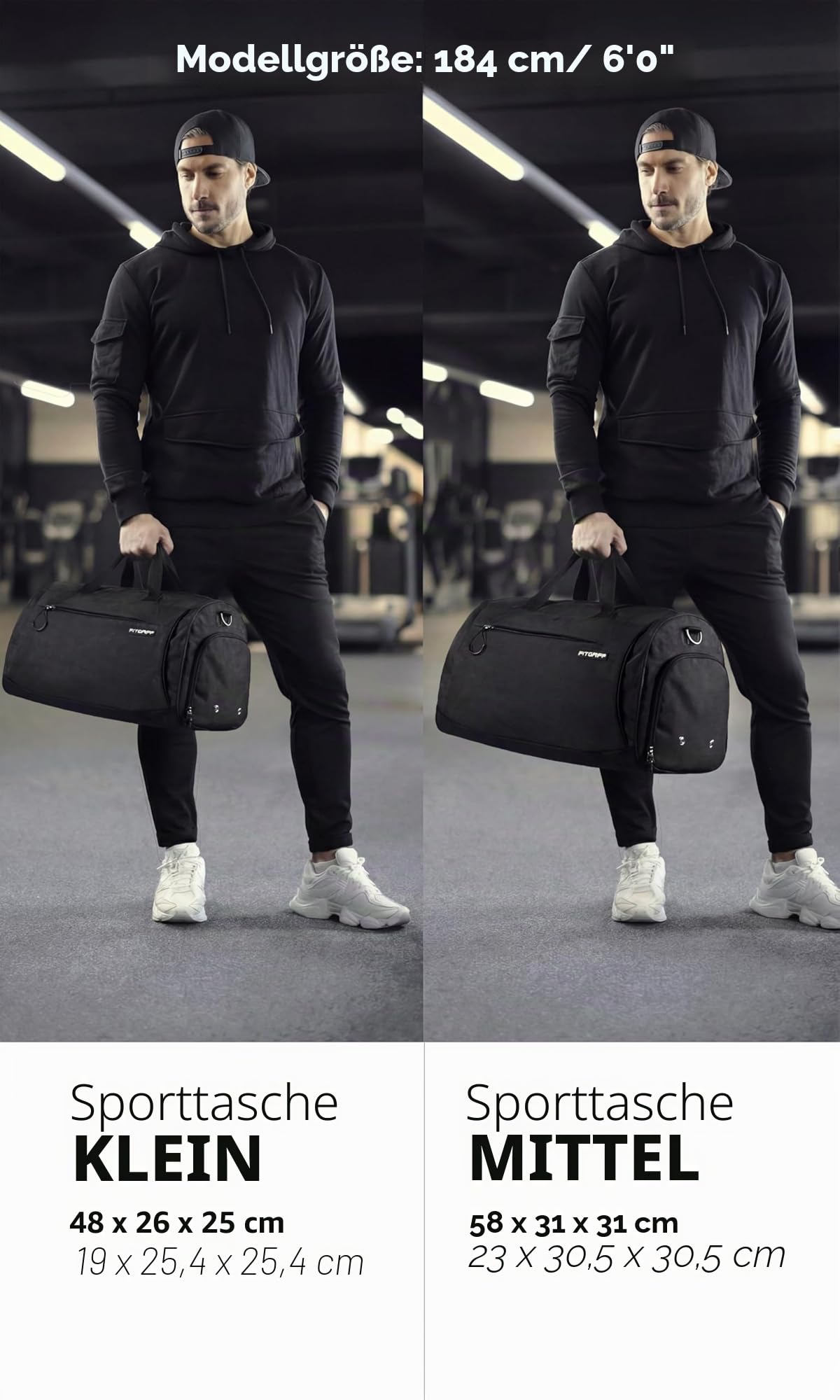 Fitgriff® Sporttasche Reisetasche mit Schuhfach Nassfach für Damen Herren Trainingstasche Gym Bag