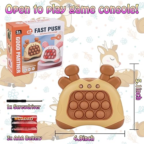 Miniatura 5 de OAKTECH Juego de empuje rápido, consola de juegos de burbujas de mano de ciervos, juego de burbujas para presionar, juguetes sensoriales para niños,