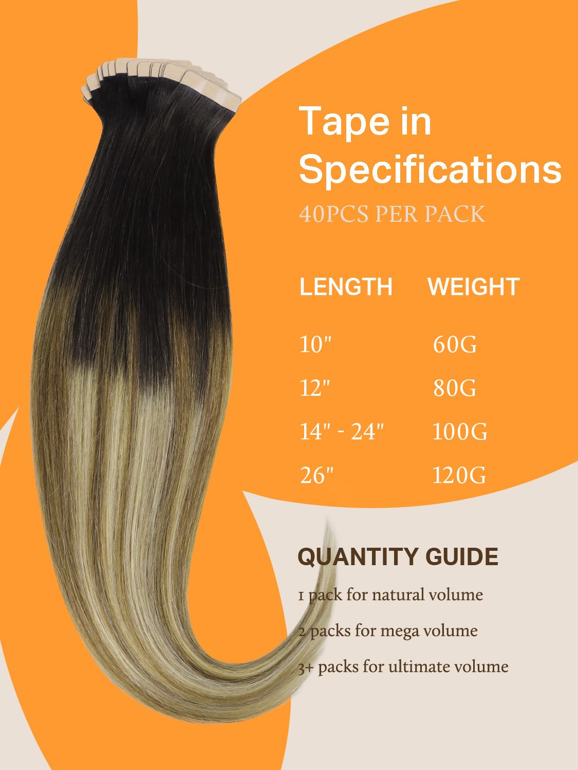 DOORES Human Hair Extensions Tape in, Balayage Walnut Brown to Ash Brown and Bleach Blonde, 18 Inch 20pcs 50g, Tape in Hair Extensions Silky Straight Soft Weft — view 155