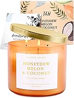 Vista 7 de Honeydew - Vela perfumada de melón y coco Velas de soja grandes de 3 mechas para el hogar de 15.8 onzas Vela de verano fresca y tropical frutal