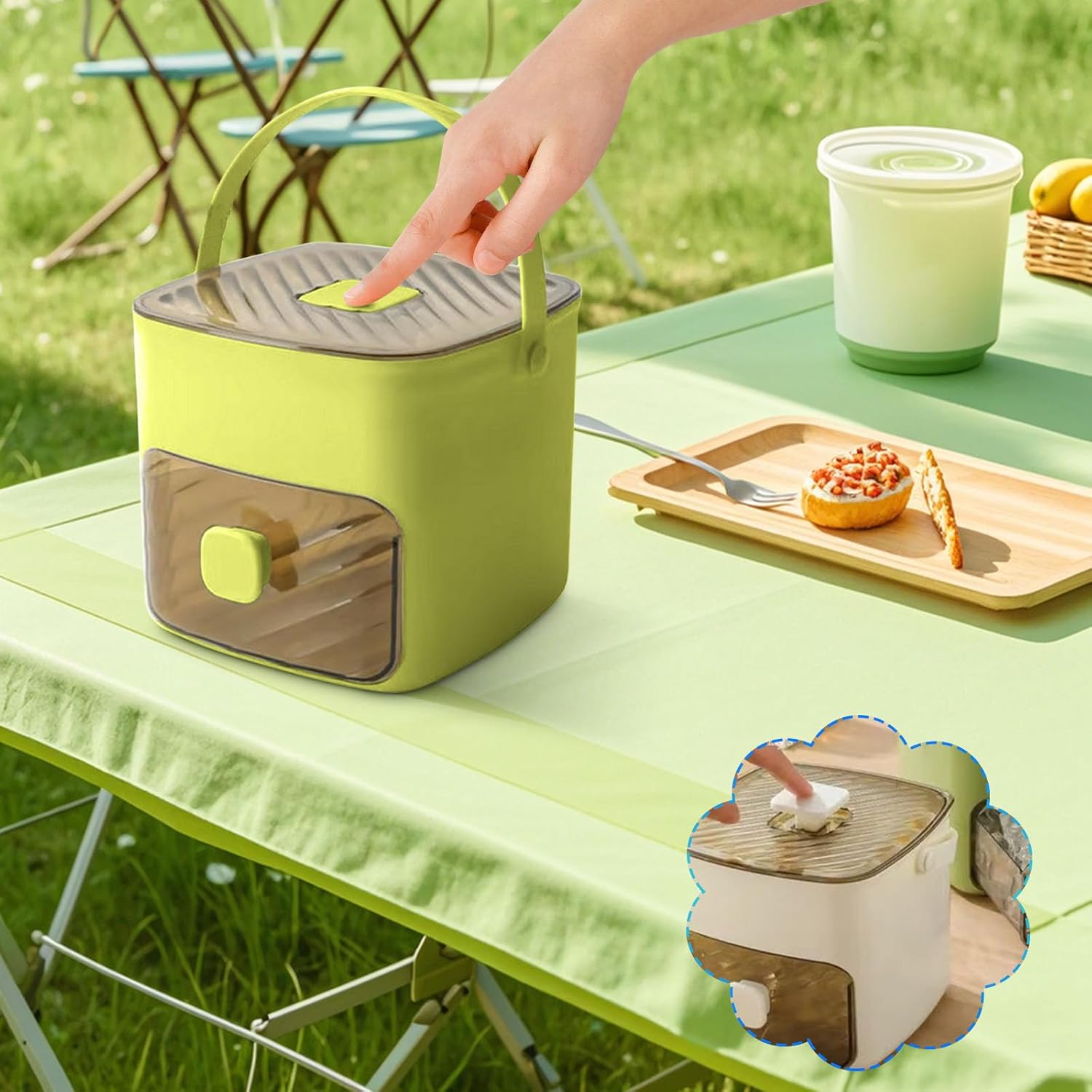 Portable Ice Maker for Freezer with Ice Bin Fast, 2025 New Ice Cube Maker, Compact Countertop Design & Storage Drawer, One-Touch Operation for Home, Office,Household & Outdoor Use (White+Green, 1Pc)