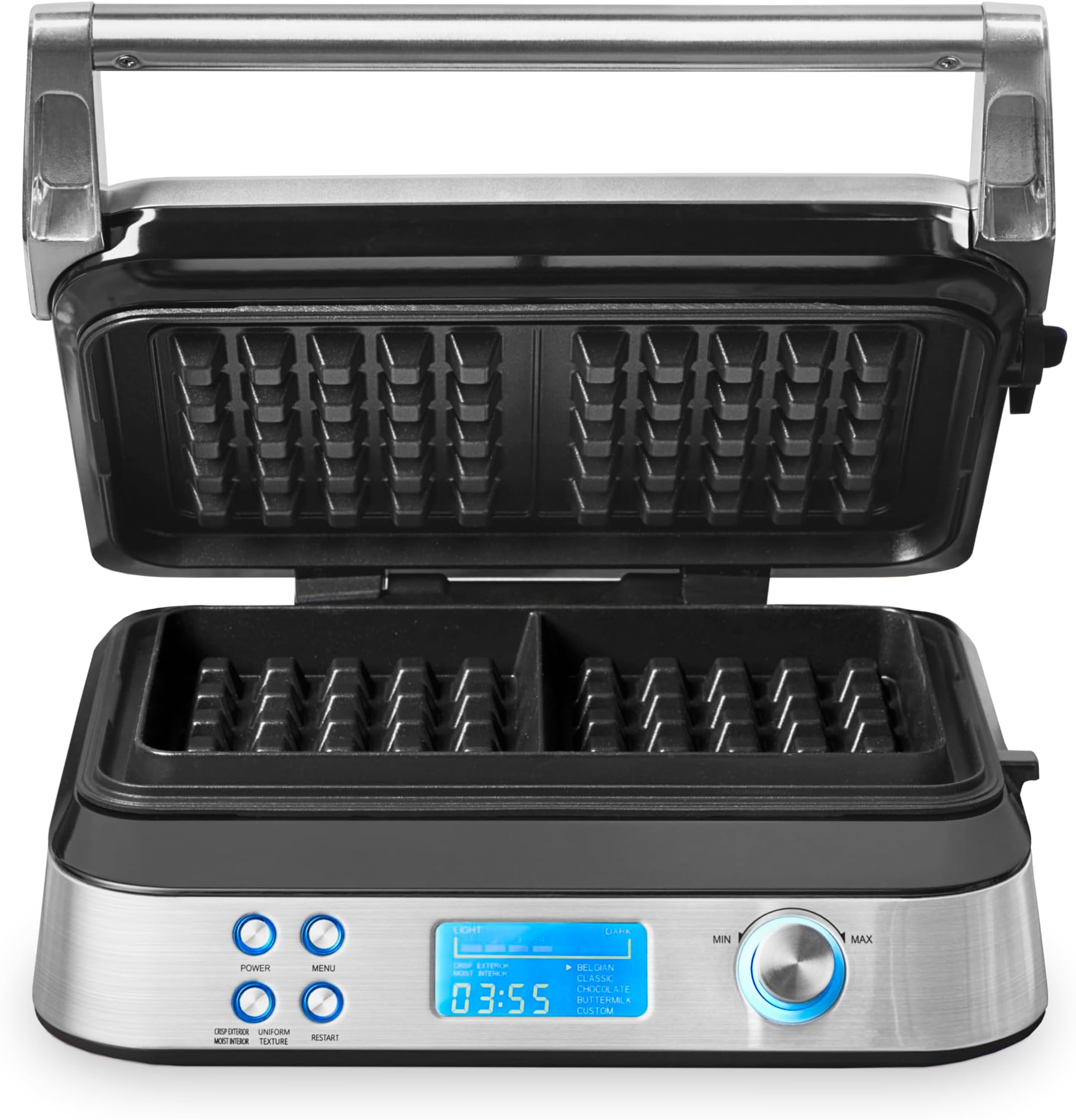 – GASTROBACK Belgian Waffle Maker 1600W - Non Stick Belgian Waffle Iron with 5 Automatic Programs - 7 Adjustable Temperature Control Settings Double Waffle Maker - Deep Fill Waffles Machine