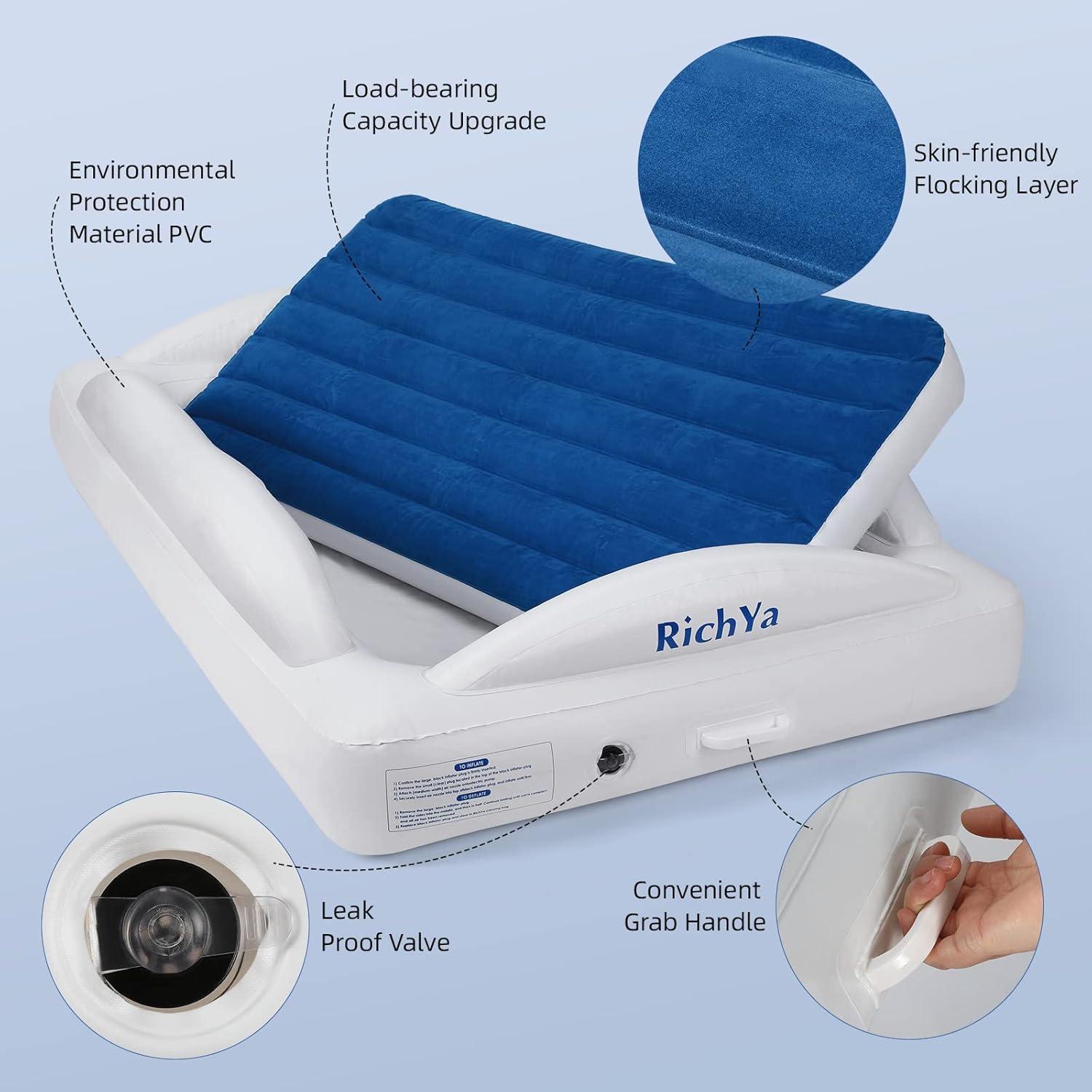 Buy RichYa Inflatable Toddler Travel Bed with 4 Safety Bumpers, Portable Toddler Bed with Sides