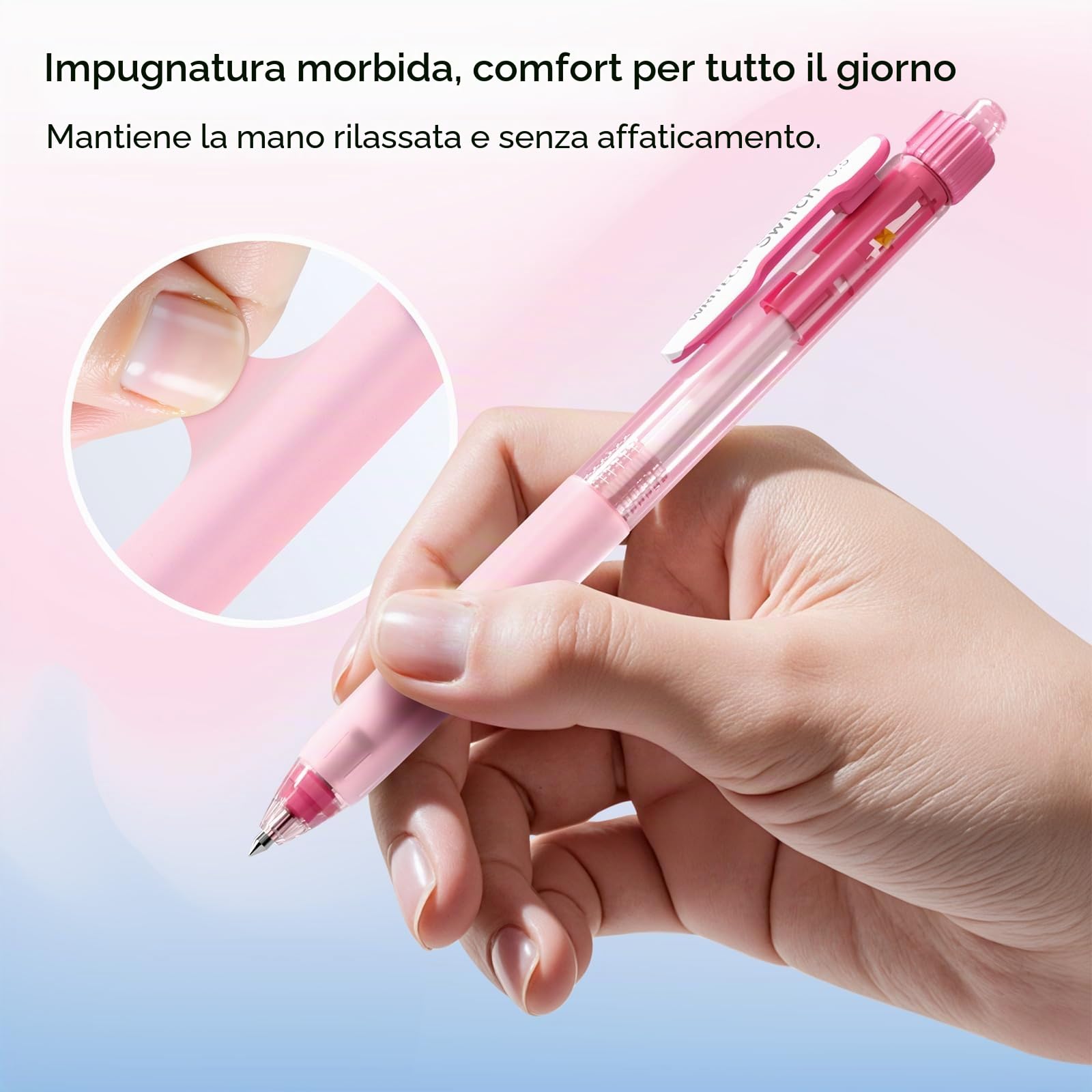 WRITECH Penne retraibili a inchiostro gel: 0,5 mm, inchiostro nero, cambia tra silenzioso e clic, impugnatura morbida, penna a punta fine per diario, scrittura fluida, asciugatura rapida, senza