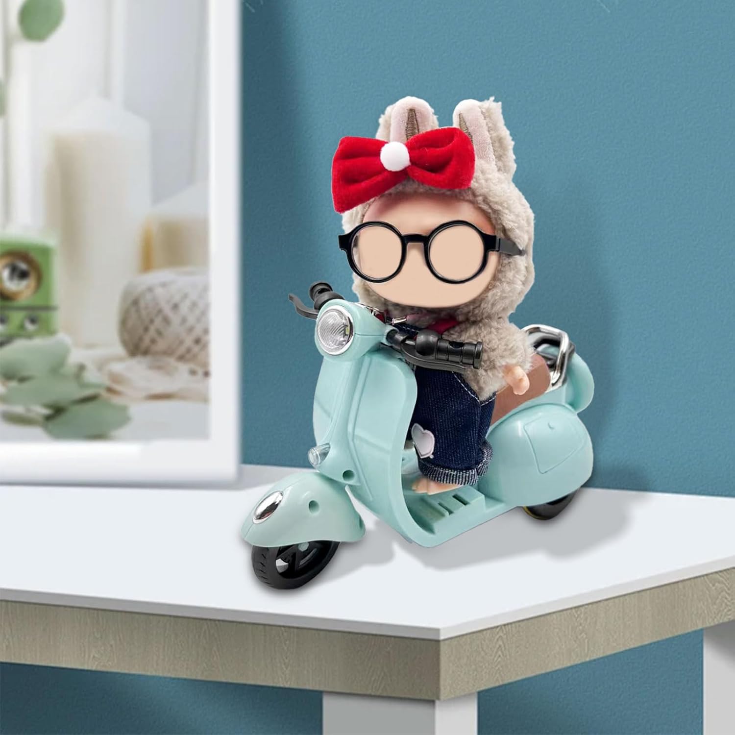 Accessories for 17cm Doll - Scooter Toy for Dolls with LED Lights & Music, Cute Motorcycle Toy for 17cm Dolls, Decor Desktop Ornaments for Doll Collectors