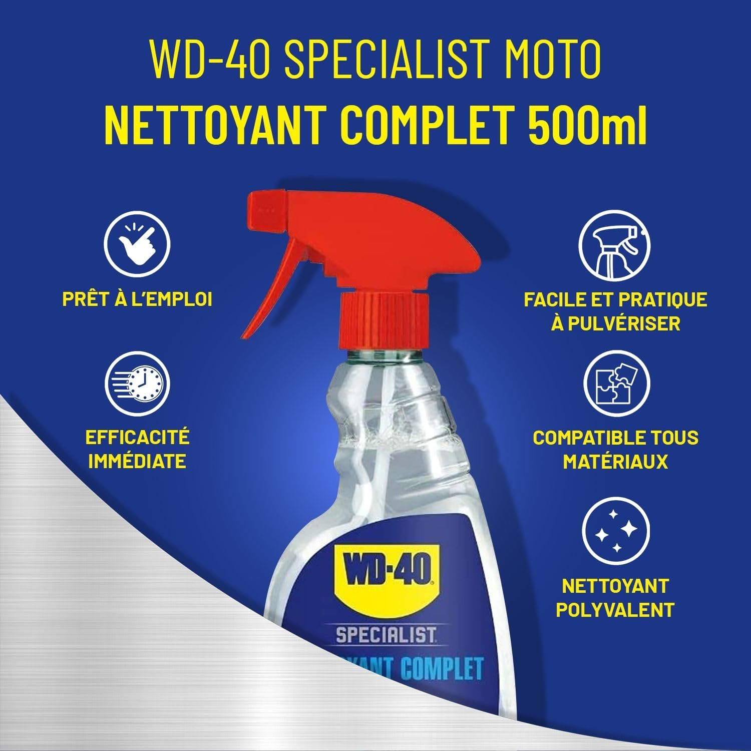 WD-40 SPECIALIST Kit d'entretien Moto Complet - Pack de 5 produits + outils | Kit des essentiels de l'entretien moto - Nettoyer, lubrifier et faire briller la moto - Brosse et chiffon inclus