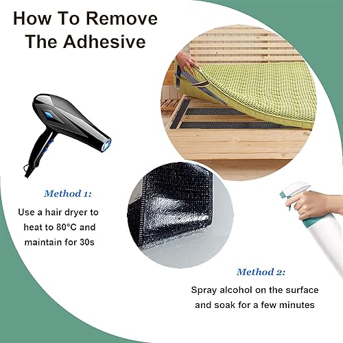 Miniatura 7 de TEUVO Protector de colchón antideslizante, mantiene el colchón en su lugar para una gran noche de sueño, cinta de con adhesivo para colchones con