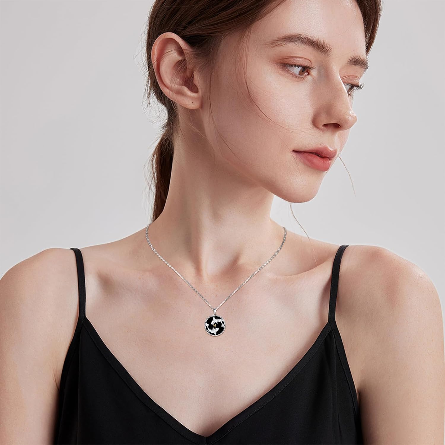 12 Constellation Necklace 925 Sterling Silver Zodiac Sign Coin Pendant Necklaces Black Onyx Astrology Horoscope Jewelry Birthday Gifts for Women Men