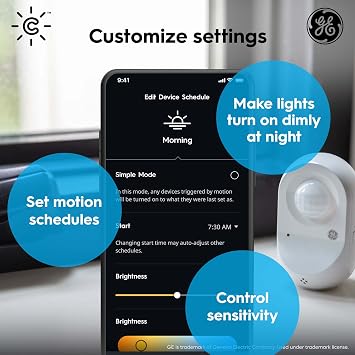 GE CYNC Wireless Smart Motion Sensor, Battery-Powered, White
