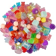 JUNENTER 100pcs Slime Charms Cute Candy Plastic Beads Fruit Dessert Ice Cream Resin Charms Blue