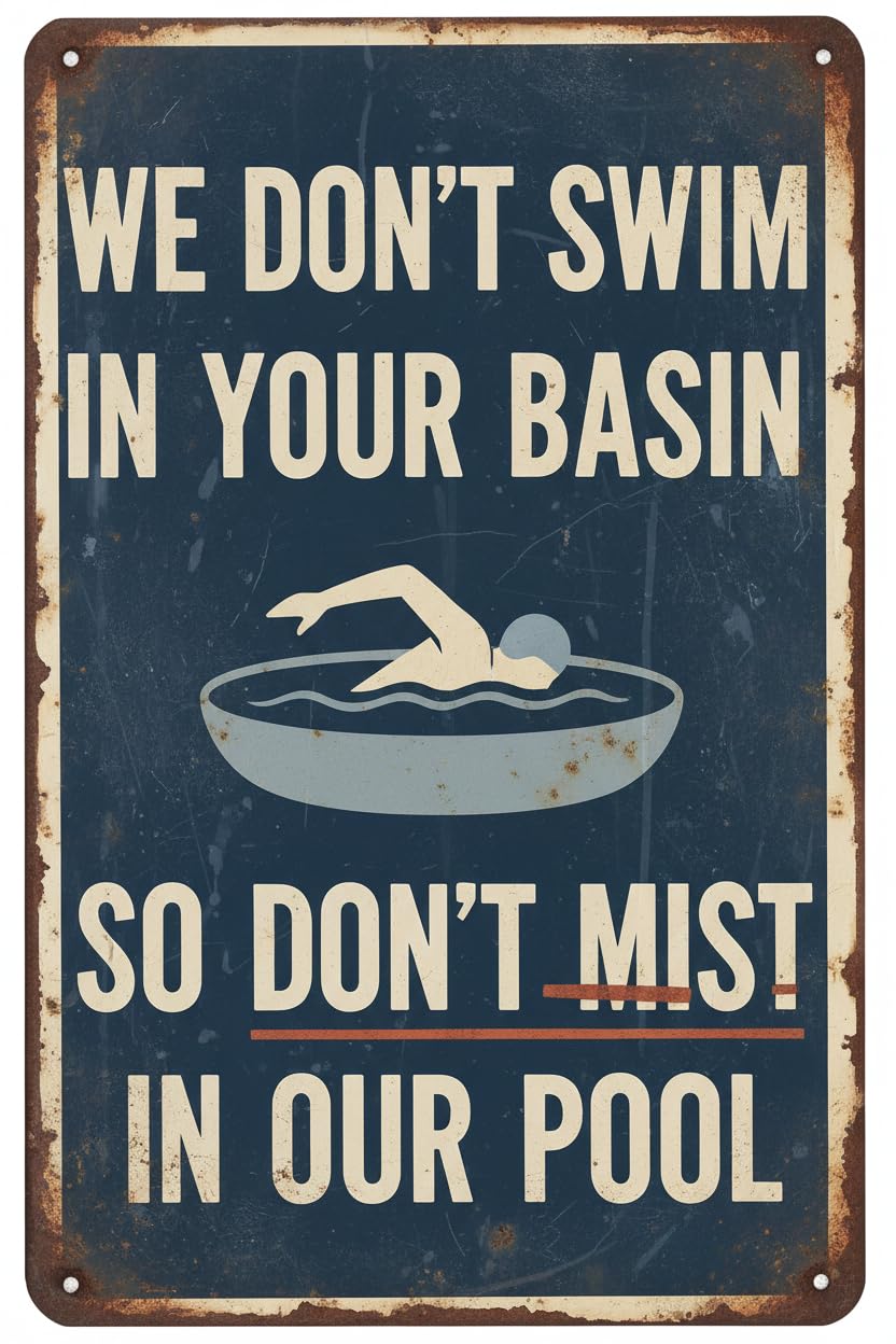 We Dont Swim in Your Toilet So Dont Pee in Our Pool Vintage Metal Tin Sign Coastal Decor Funny Swimming Pool 8x12inch