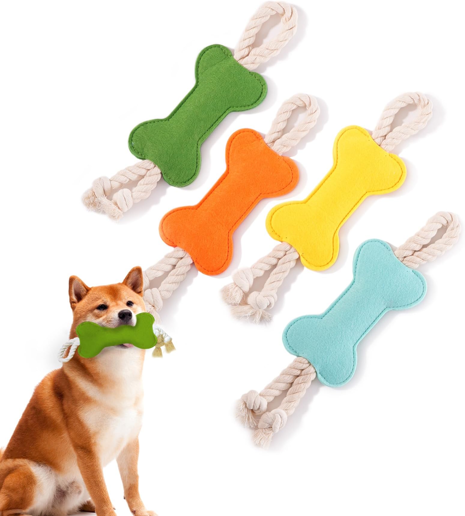 HOLYCAT Small Dogs, Silent Bones Toy, Cute Bone Shape, Smoothing Toy, Bruxism, Mouth Care Tartar, Rope Knot Toy, Relieves Lack of Exercise, Prevents Waste Barking, Preventing Waste Barking, Eliminates
