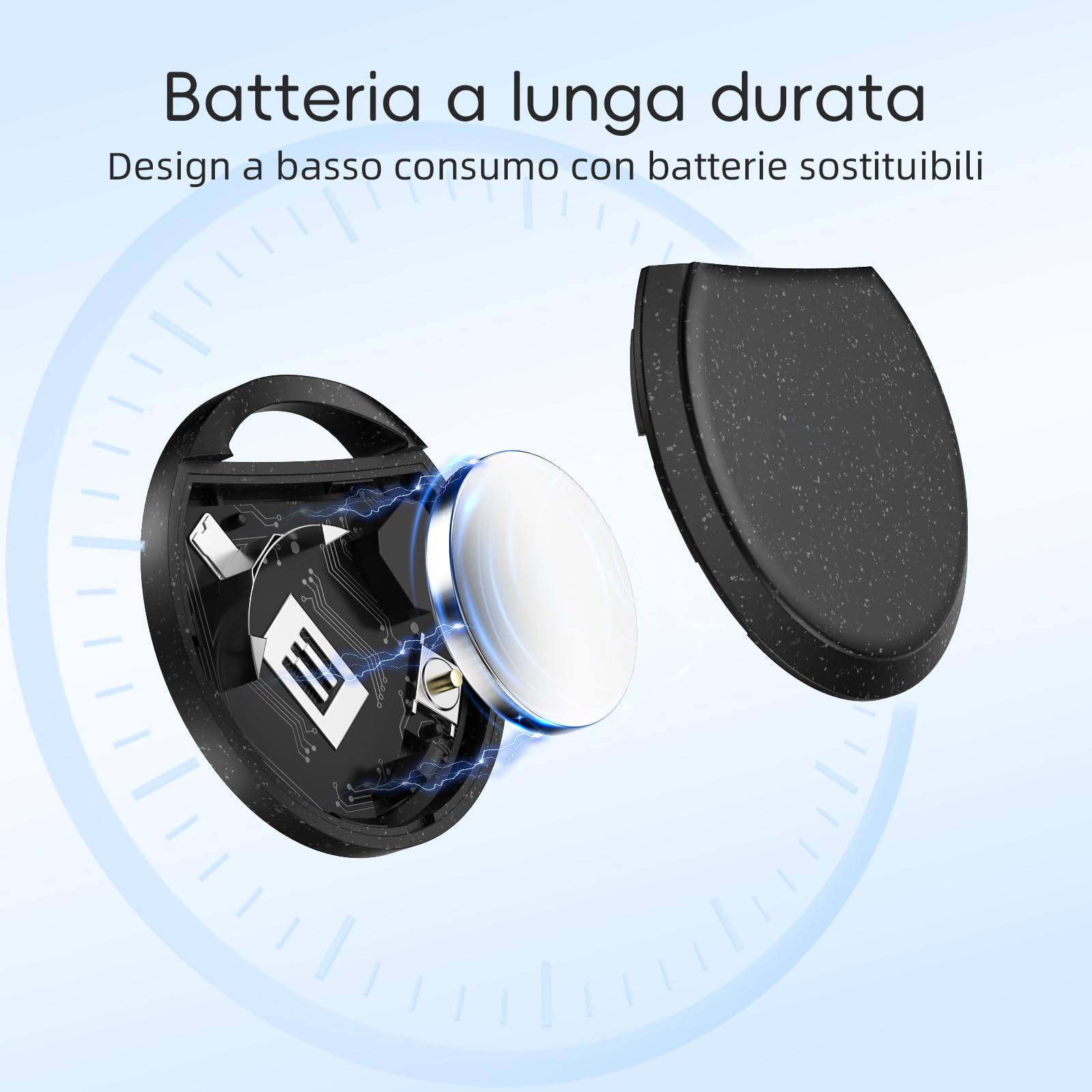 RSH Android Bluetooth Tracker Smart Tag, Works with Google Find Hub, 4 Pack, Key Finder for Wallet/Luggage/Backpack, Android Only, Loud Beep, Last Known Location (Schwarz)