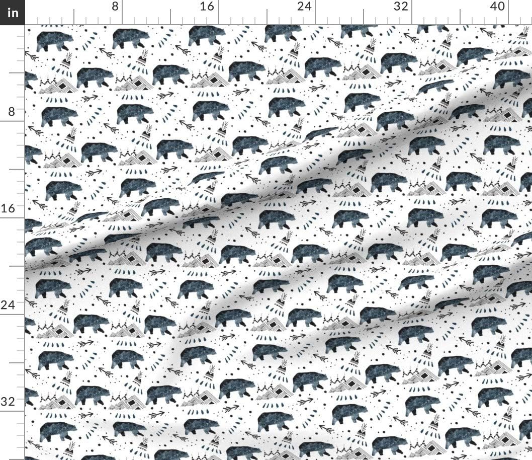 Spoonflower Fabric - Little Bear Small Arrows Mountains Woods Woodland Nature Blue Abstract Printed on Petal Signature Cotton Fabric Fat Quarter - Sewing Quilting Apparel Crafts Decor