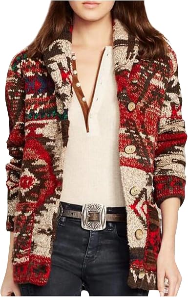 Nopeak Abrigo de manga larga para mujer, estampado folk-personalizado con  bolsillos casuales con botones, estilo casual : Ropa, Zapatos y Joyería -  Amazon.com