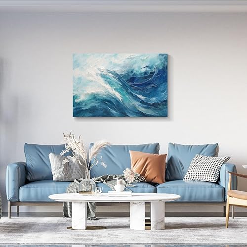 Miniatura 343 de Lienzo artístico para pared, pinturas de arte abstracto, fantasía azul, grafiti colorido sobre fondo blanco; decoración artística moderna para sala