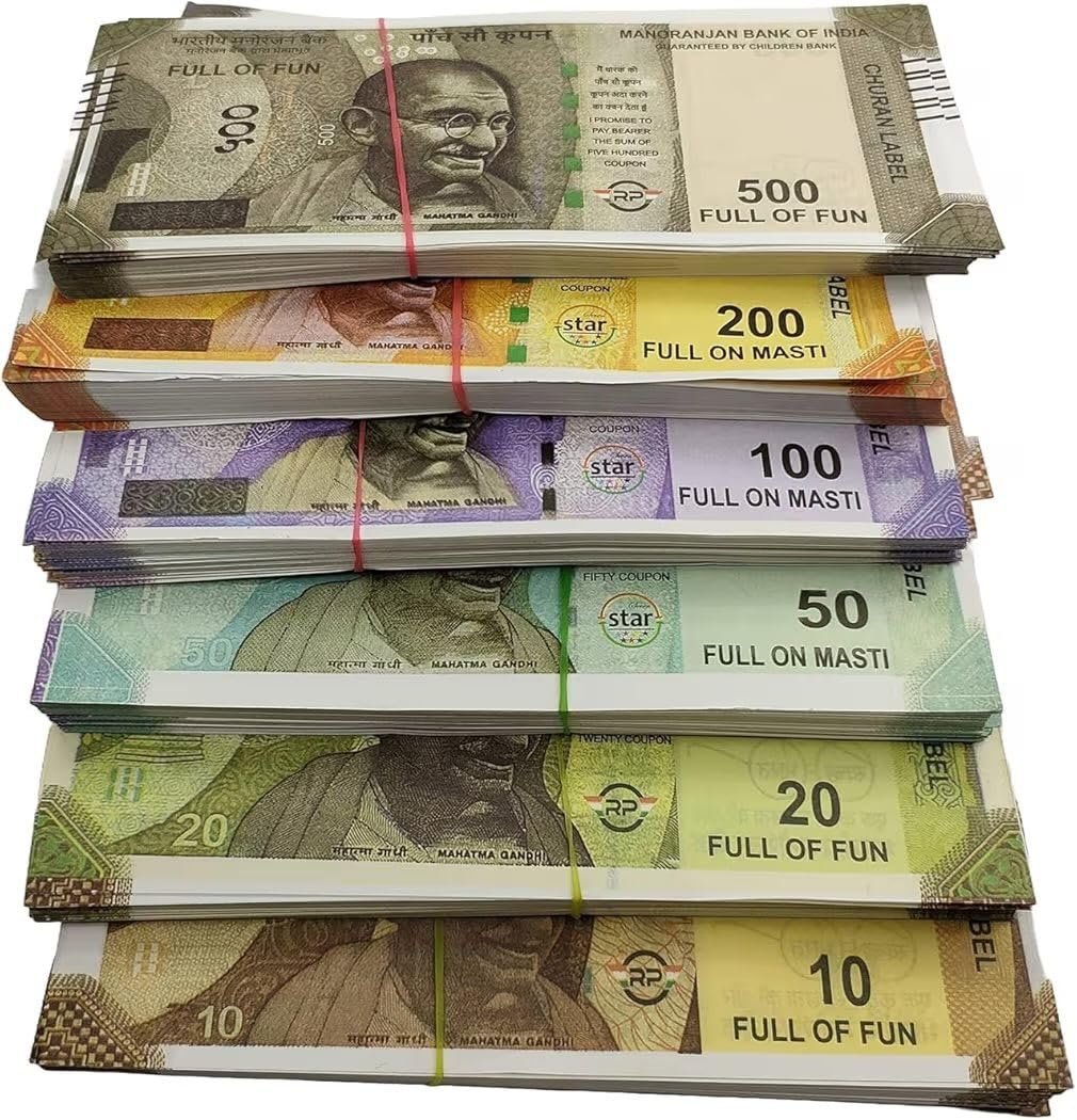 Dummy Playing Money Notes Education Money(30*6=180 Note ) Artificial Money for Kids to Play Note 10 20 50 100 200 500 Gag Toy(Multicolor) Churan Note Artificial Currrency for Kids-image-47