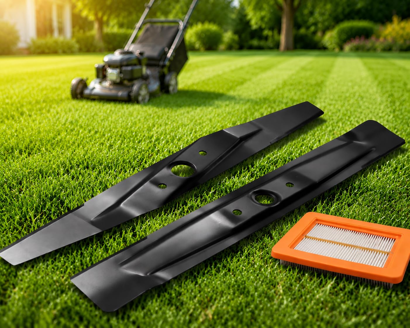 Cuchillas de cortacésped 72511-VR8-M00A con filtro de aire 17211-Z8B-901, cuchillas de repuesto para cortacésped HRN 216 y HRN216, compatibles con cuchillas de cortacésped de 21 pulgadas 72511-VR8-M00