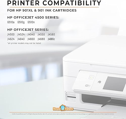 Miniatura 5 de Houseoftoners Paquete de 2 cartuchos de tinta remanufacturados de alto rendimiento de repuesto para HP 901XL negro y HP 901 Color Officejet 4500