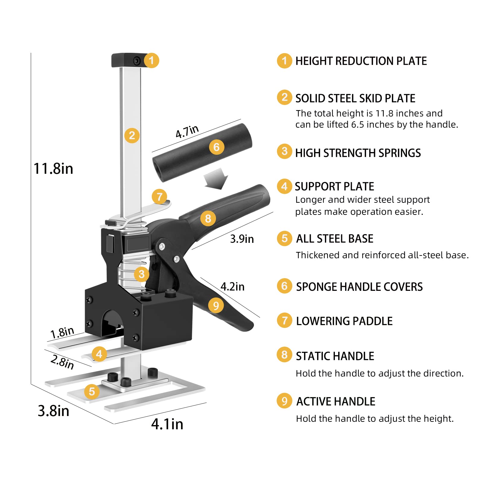 Buy AMZKEIO Lever Arm Lifter, 12 Inch Labor Saving Arm Jack, Drywall