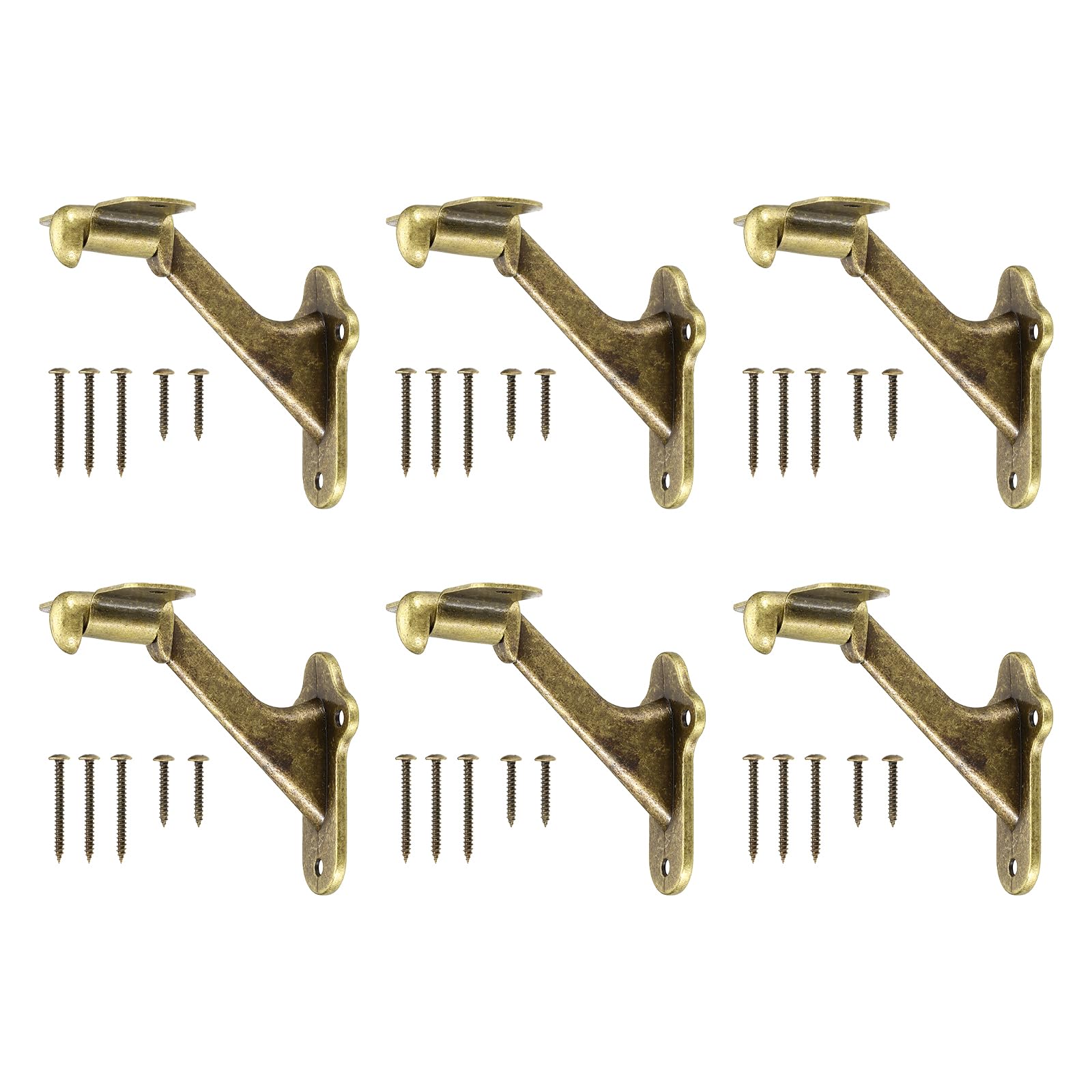sourcing map 6Pack Bronze Handrail Bracket, 3 Inch Heavy Duty Stair Railing Brackets Stair Support Banister Hardware for Home Office Indoor & Outdoor Stairways
