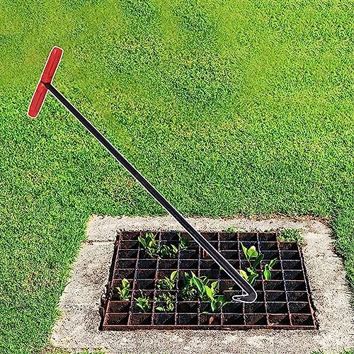 Gancio per Tombino Sollevamento Chiusini Griglie a Pavimento Gancio, 18 26 33 Chiusino Nero con Impugnatura a T, Attrezzo per Il Sollevamento di Coperchi di Fognature (Size : 66cm(26))