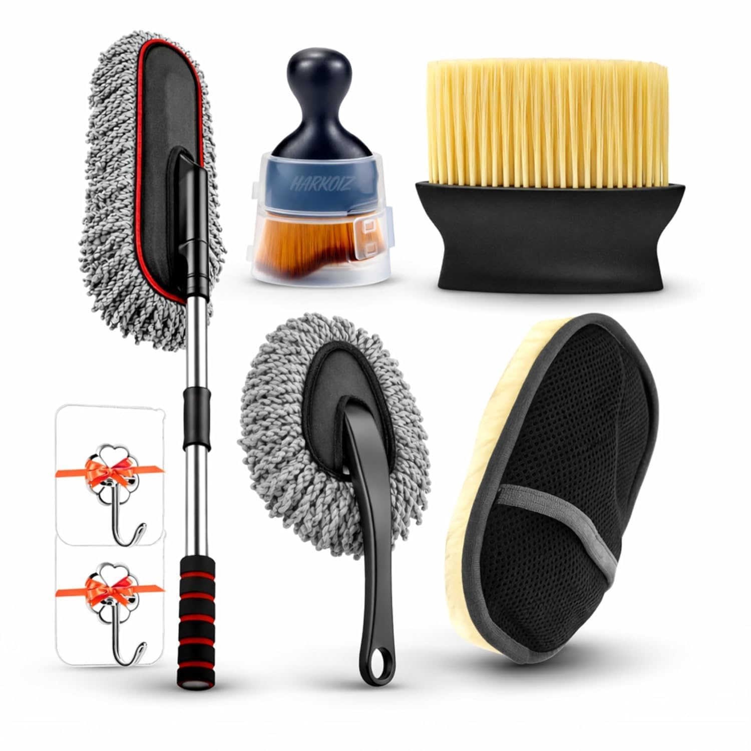 7-in-1 Car Cleaning Kit – Extendable Microfiber Car Wash Mop, Dashboard & AC Vent Detailing Brush, Dusting Duster, Wash Pad & Hooks | Interior & Exterior Car Care Combo (Pack of 7) (Multi)-picture-21