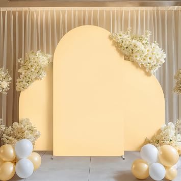 Set of 3 Arch Backdrop Stand Covers High Elasticity Fitted Round Top and Half Moon Double Sided Wedding Arch Cover Fabric Wedding Arch Stand Decoration (5ft 7.2ft 5ft)