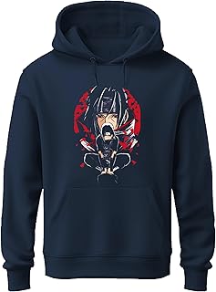 Khakey Mens Cotton Hoodies | Cotton Sweatshirt with Hood | Itachi Uchiha Hoodies | Anime Hoodies for Men | P21 Price In India