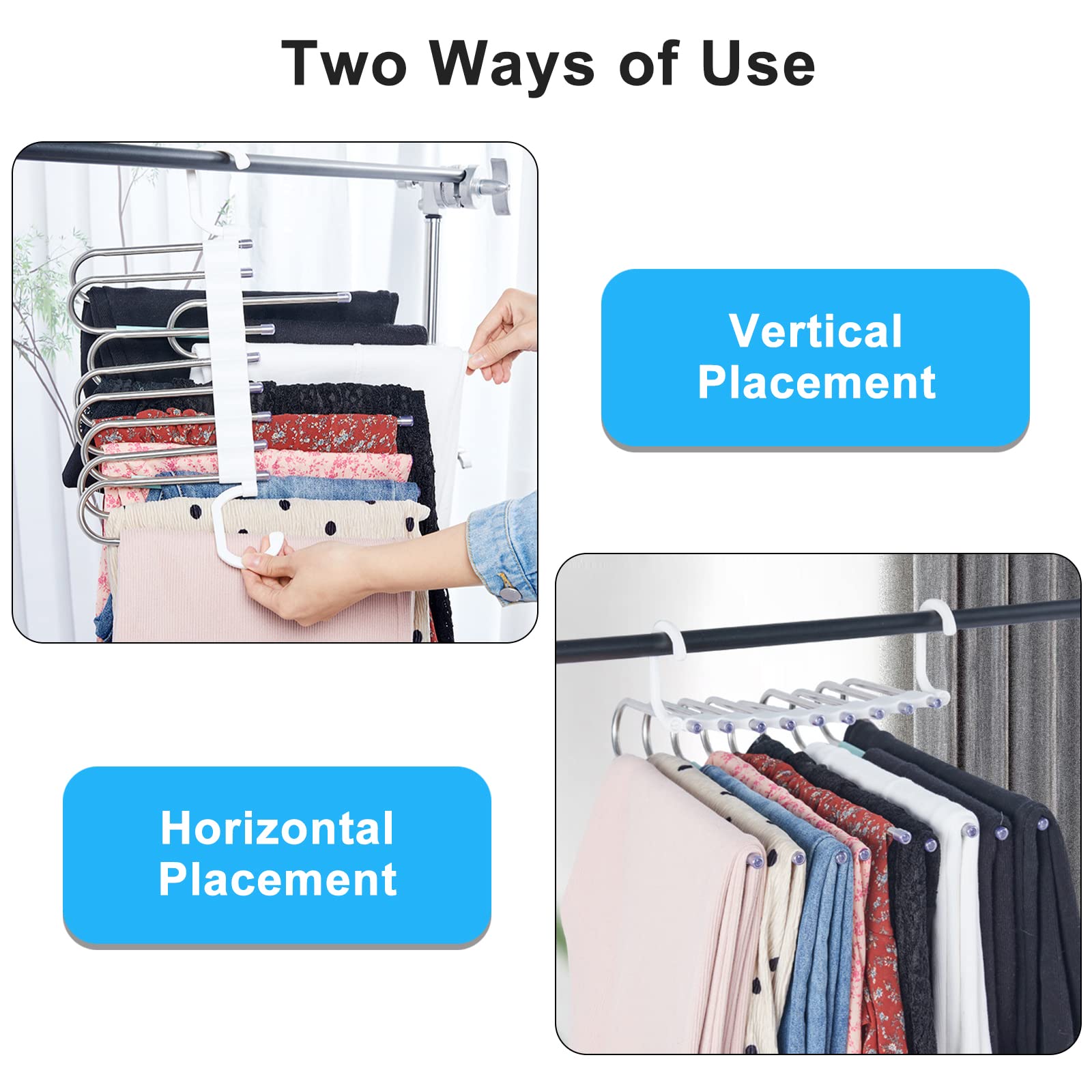 Grucce Pantaloni 9 In 1 - 2 Pezzi In Acciaio Inossidabile, Salvaspazio - Foto 3