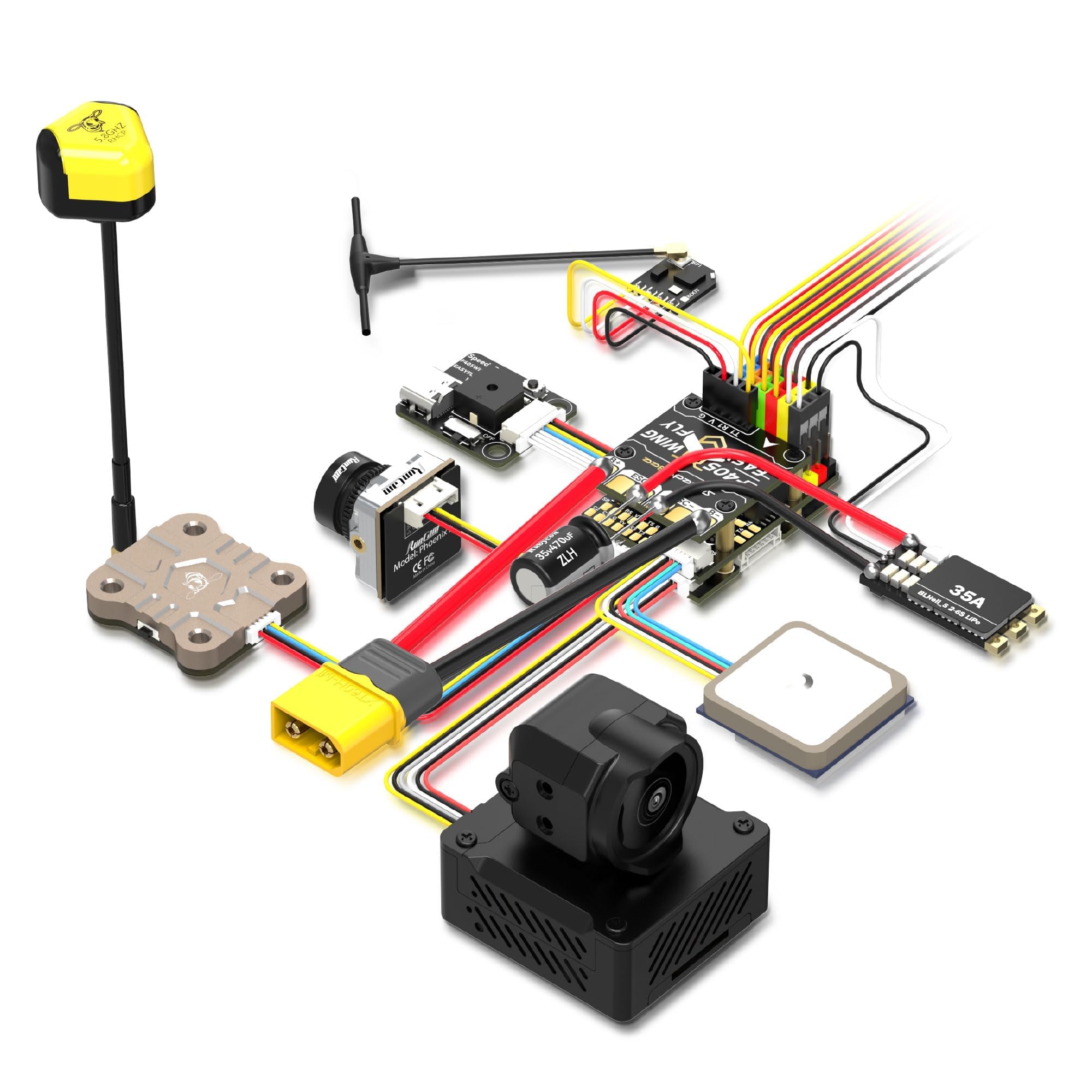 Speedybee F405 Mini Fixed Wing Flight Controller, obsługa aplikacji INAV Ardupilot, bezprzewodowa, konfiguracja 11 PWM, bezlutowna, multilayer FC PDB Board