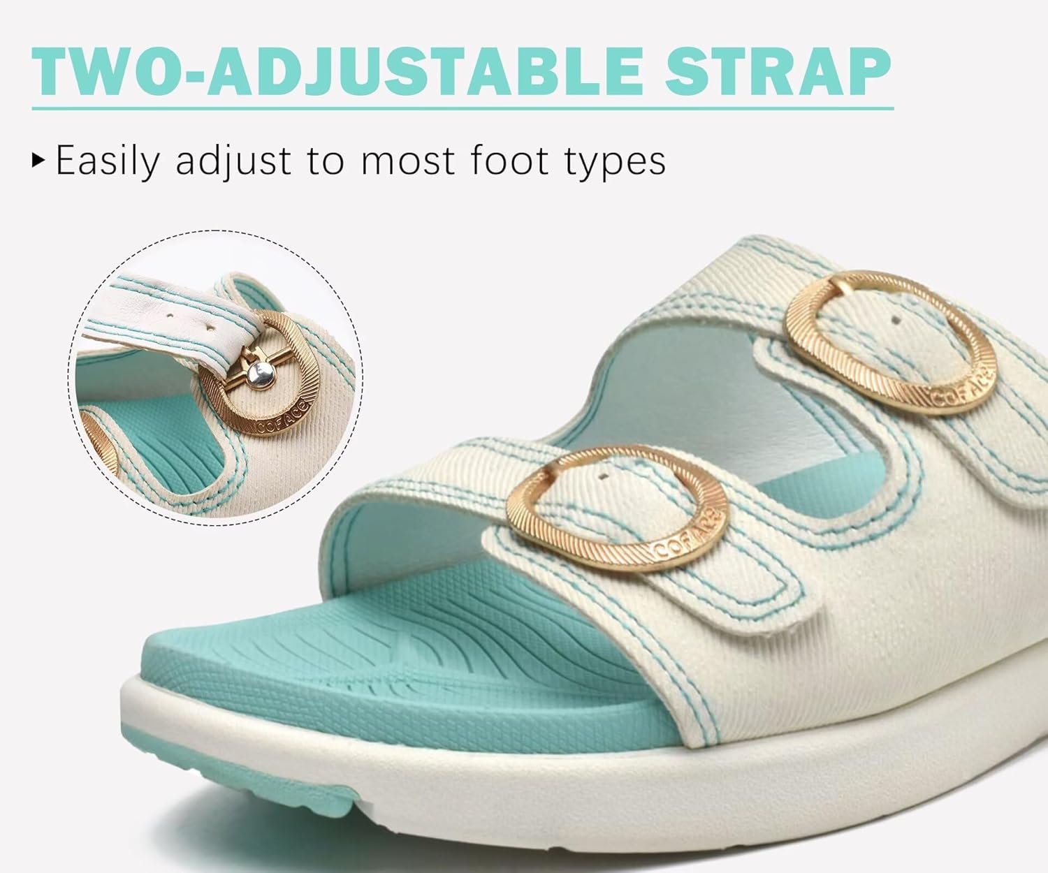 COFACE Womens Orthotic Slides Comfort Plantar Fasciitis Arch Support Slip on Flat Sandals Ladies Soft Cushion Fashion Yoga Mat Slippers With Adjustable Straps - Image 5